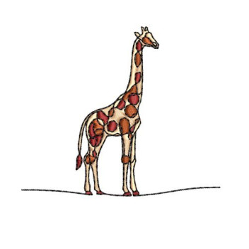 Standing African Giraffe Motif Embroidery Design