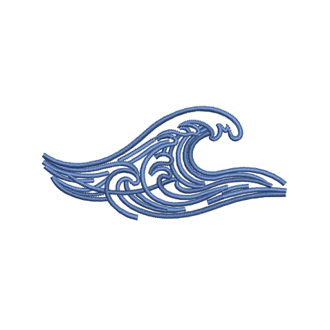 2.2" X 4.8" - Stylized Nautical Wave Motif Embroidery Design