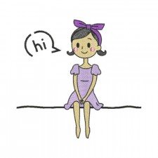 Sweet Girl Saying Hi Embroidery Design Sweet Girl Saying Hi Embroidery Design