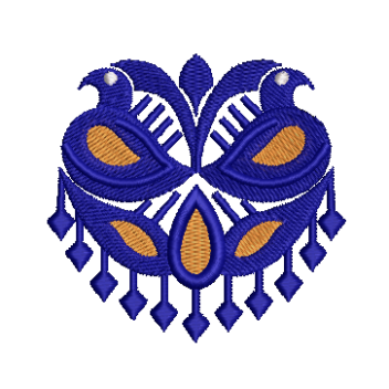 Symmetrical Folk Art Birds Embroidery Design