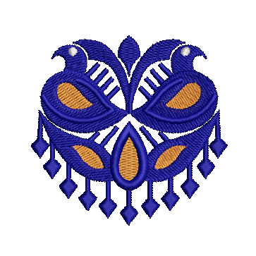 Symmetrical Folk Art Birds Embroidery Design
