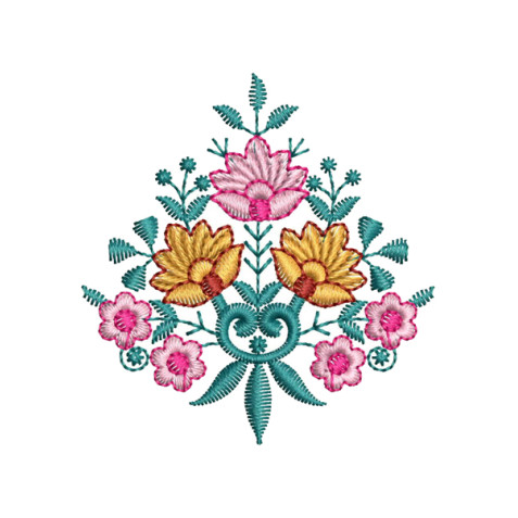 Table Corner Flower Bunch Embroidery