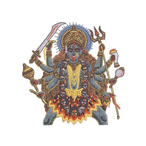 Ten-Armed Goddess Durga Kali Embroidery Design