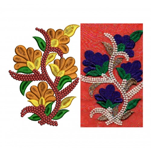Traditional Computer Embroidery Design For Corner Patch Work