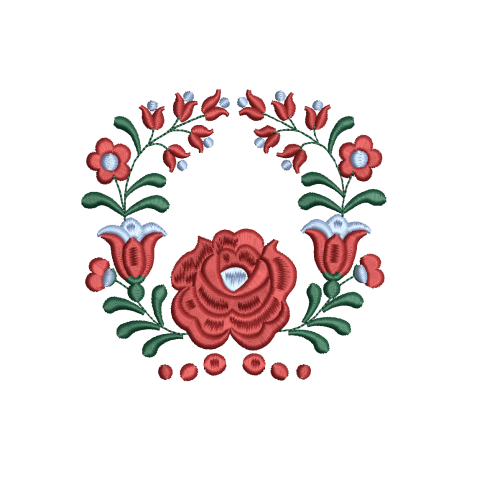 Traditional Hungarian Folk Art Rose Wreath Embroidery Design