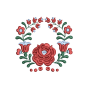 Traditional Hungarian Folk Art Rose Wreath Embroidery Design