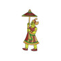 Traditional Man With Umbrella Embroidery