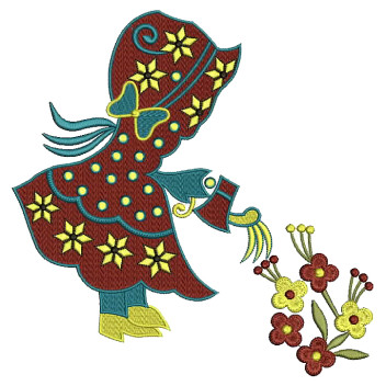 Tree Watering baby girl applique design 25096