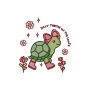 7" X 6.6" - Turtle in Boots for Pillow Front Embroidery Design