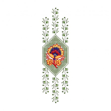 Vertical Floral Embroidery Design