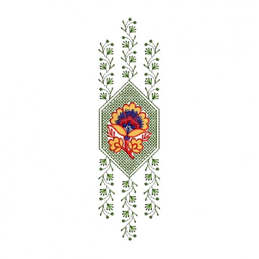 Vertical Floral Embroidery Design