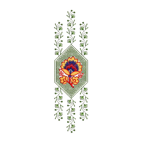 Vertical Floral Embroidery Design