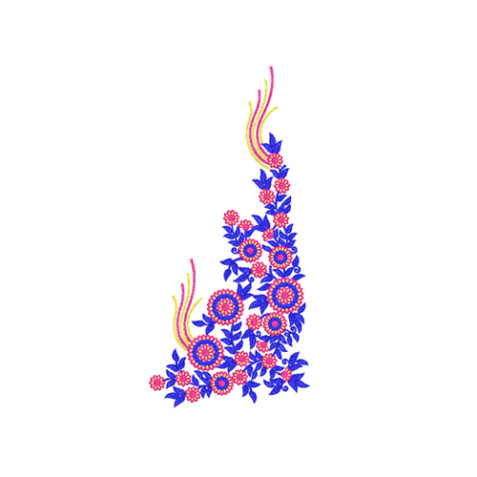 Vibrant Floral Corner Embroidery design