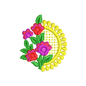 Vibrant Floral Jali Semicircle Embroidery Design