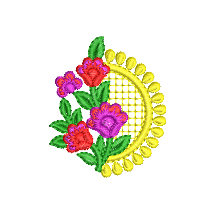 Vibrant Floral Jali Semicircle Embroidery Design