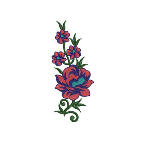 Vibrant Folk Art Flower Embroidery Design