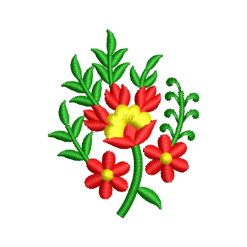 Vibrant Folk Floral Bouquet Embroidery Design
