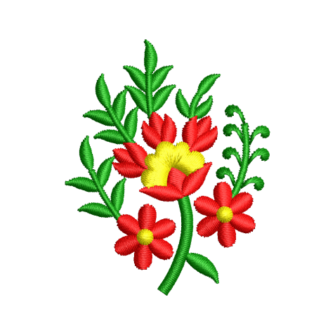 Vibrant Folk Floral Bouquet Embroidery Design