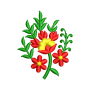 Vibrant Folk Floral Bouquet Embroidery Design