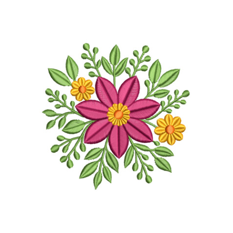 Vibrant Folk Floral Embroidery Design