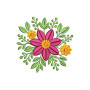 Vibrant Folk Floral Embroidery Design
