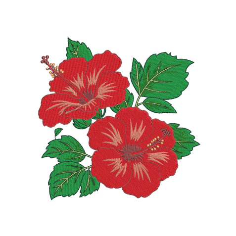 Vibrant Hibiscus Flower Embroidery Design