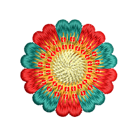 Vibrant Petal Burst Mandala Embroidery Design