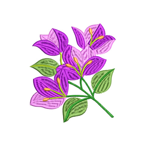 Vibrant Purple Bloom Accent Embroidery Design