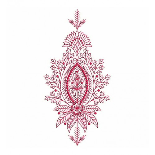Vintage Ornate Element Floral Motif Embroidery