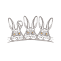 Whimsical Trio of Peeking Rabbit Heads Embroidery Design
