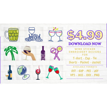 Wine Embroidery Designs 26421