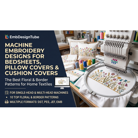 Best Machine Embroidery Designs for Bedsheets, Pillow Covers & Cushion Covers (DST, PES, JEF, XXX)