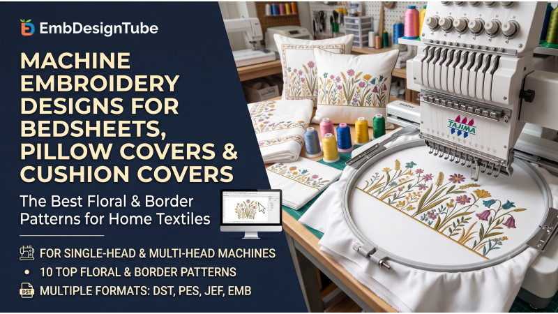 Best Machine Embroidery Designs for Bedsheets, Pillow Covers & Cushion Covers (DST, PES, JEF, XXX)