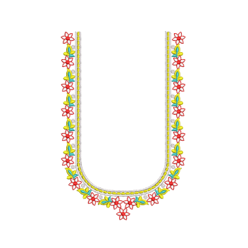 Folk Floral Neckline Embroidery Design