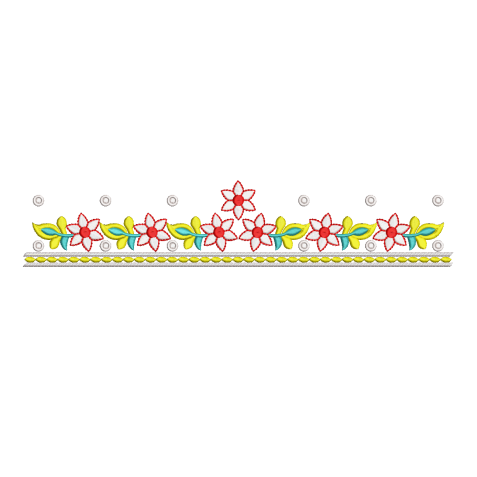 Folk Floral Neckline Embroidery Design