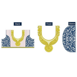 Regal Neck Zari Style Blouse Set Embroidery Design