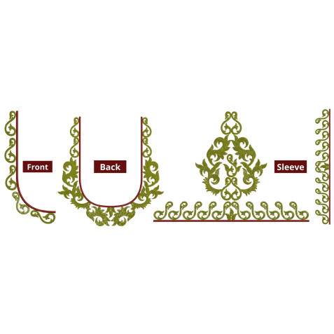 Elegant Arabic Floral Neck Set Embroidery Design