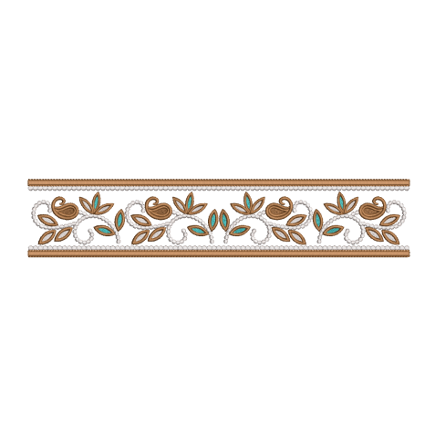 Paisley Vine Neckline and Border Embroidery Design