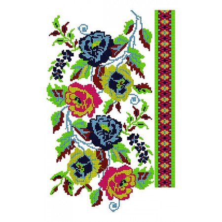 Kutchi Cross Stitch Embroidery Design 17245