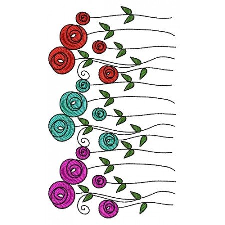 Designer Saree Flower Border Embroidery Design