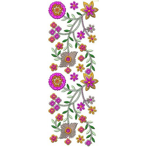 Leaf Branch With Flower Embroidery Design 21042