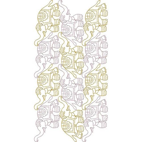 Indian Elephant Lace Embroidery Design 21328