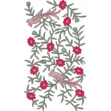 Birds And Flower Border Embroidery Design 21344