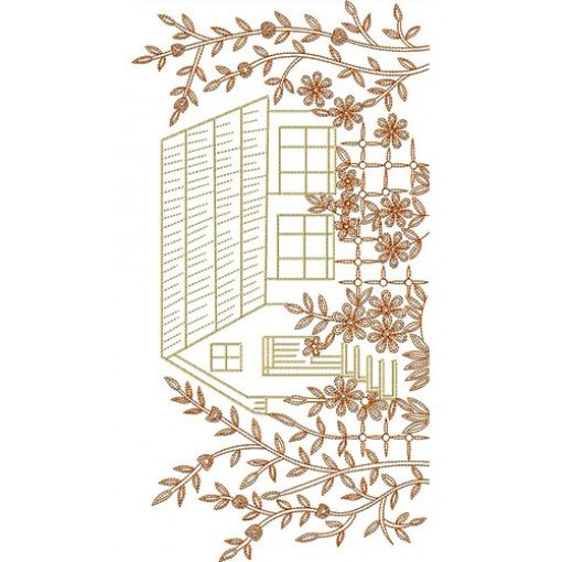 Natural View Border Embroidery Design 21374