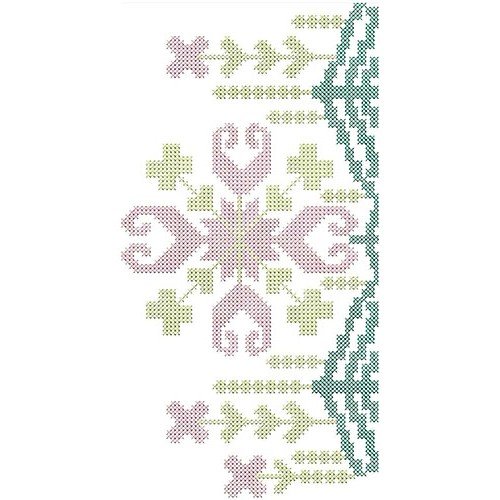Snowflake Cross-Stitch Border Embroidery Design 21386
