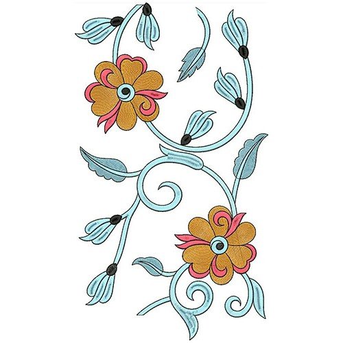 Hawaiian Flower Turkey Border Embroidery Design 21441