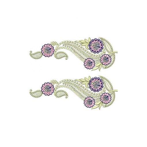 India Paisley Shape Border Embroidery Design 21524