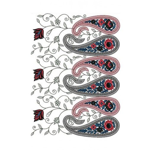 Fine Heavy Paisley Border Embroidery Design 21540