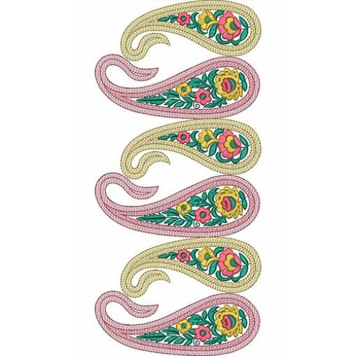 Antique kashmiri Paisley Border Embroidery Design 21542