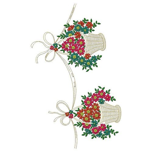 Vietnam Fancy Flowerpot Border Embroidery Design 21598